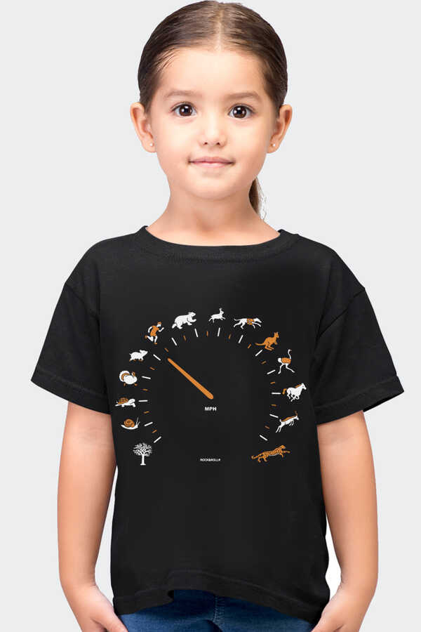 Sürat Göstergesi Siyah Kısa Kollu Çocuk T-shirt