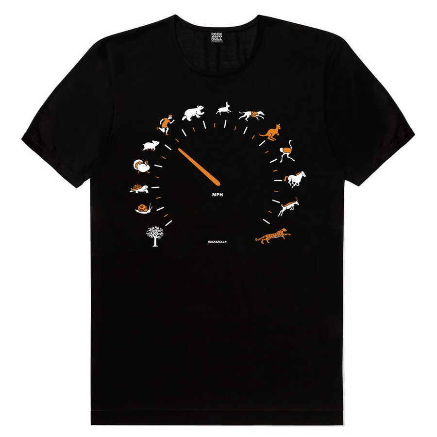 Sürat Göstergesi Siyah Kısa Kollu Erkek T-shirt