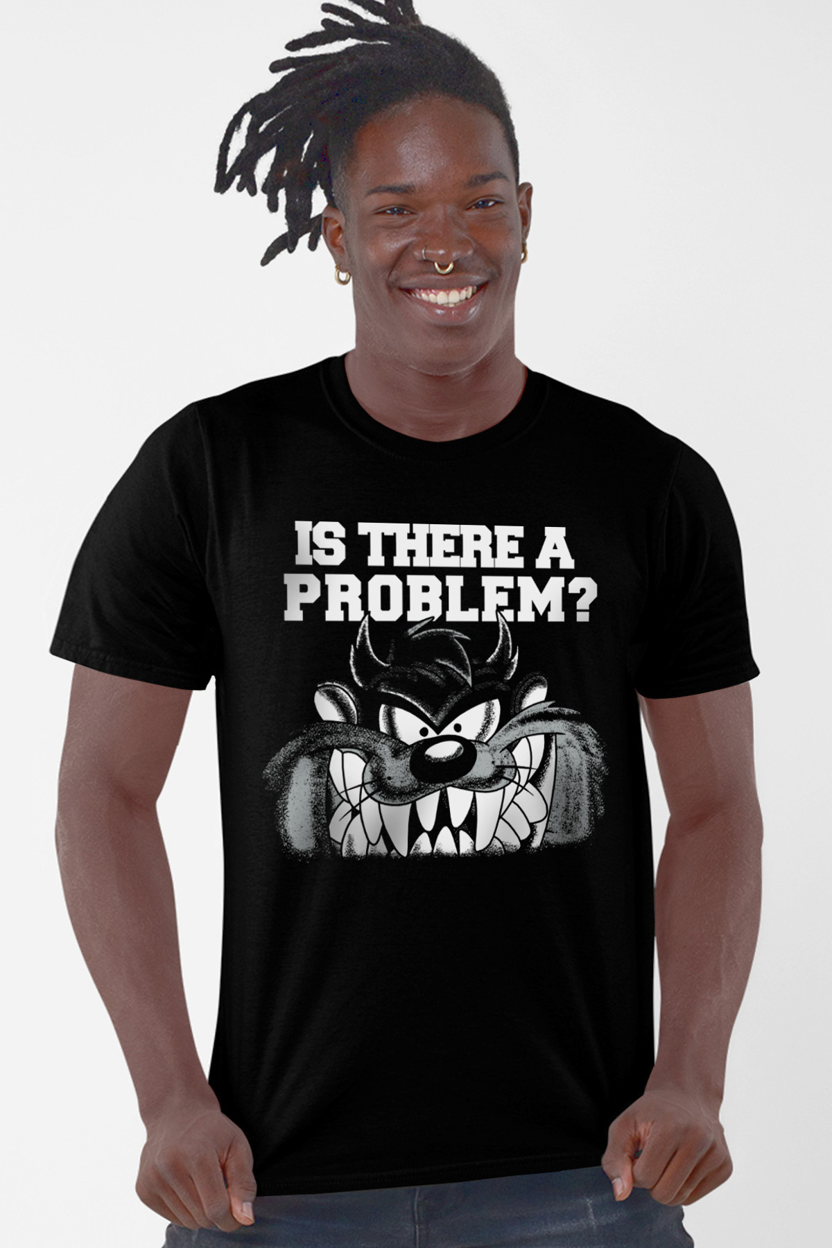  Taz Problem Siyah Kısa Kollu Erkek T-shirt