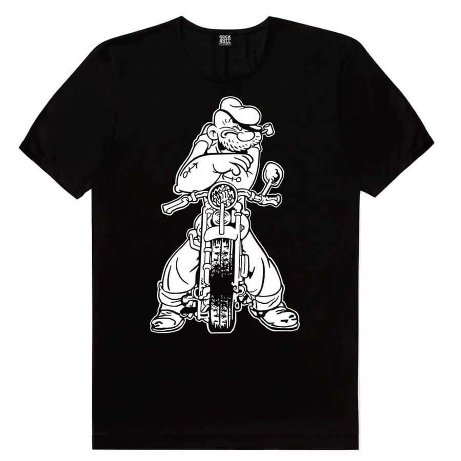 Temel Motor Kısa Kollu Siyah Erkek T-shirt