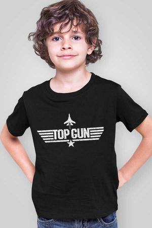 Rock & Roll - Top Gun Kısa Kollu Siyah Çocuk Tişört