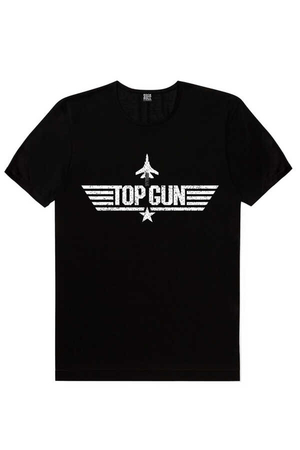 Top Gun Kısa Kollu Siyah Tişört - Thumbnail
