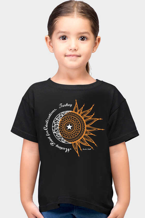 Türkiye Ay Yıldız Siyah Kısa Kollu Çocuk T-shirt - Thumbnail