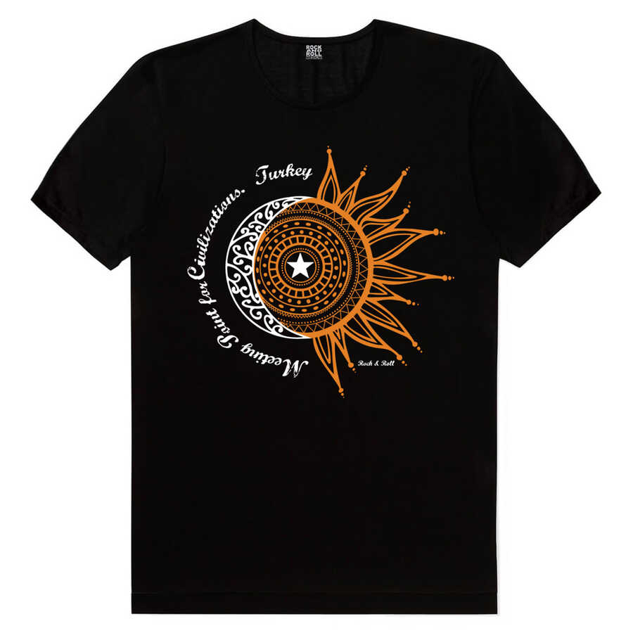 Türkiye Ay Yıldız Siyah Kısa Kollu Erkek T-shirt
