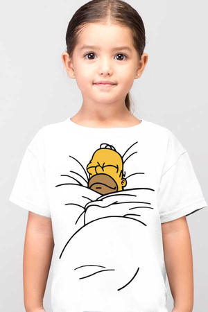 Uykucu Baba Beyaz Kısa Kollu Çocuk T-shirt - Thumbnail