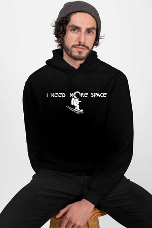  - Uzayda Kaykay Siyah Kapüşonlu Erkek Sweatshirt
