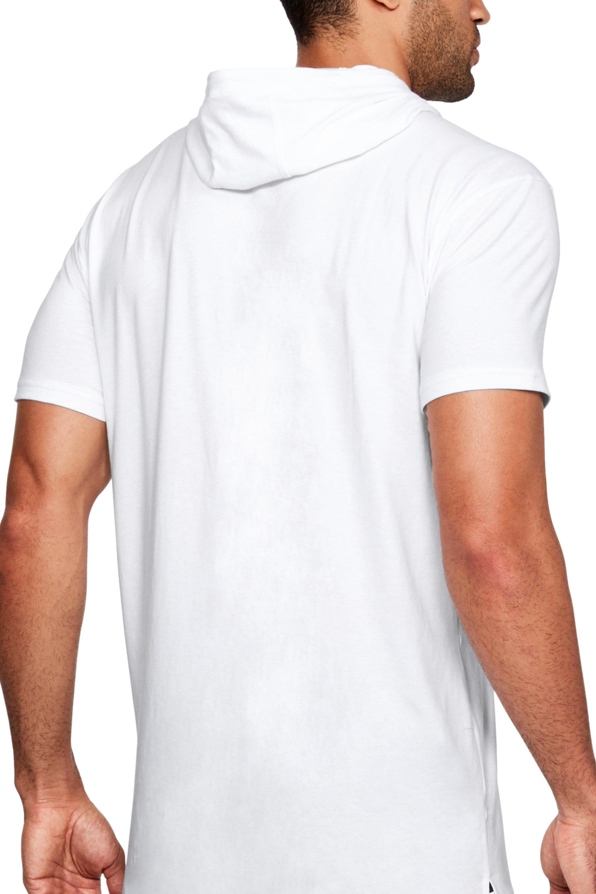 Uzun Dil Beyaz Kapşonlu Kısa Kollu Erkek T-shirt
