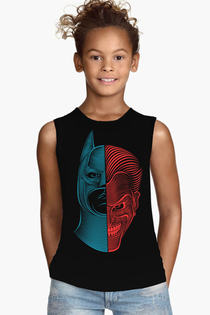 Yarım Kahraman Siyah Kesik Kol | Kolsuz Çocuk T-shirt | Atlet - Thumbnail