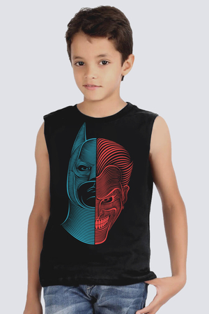 Rock & Roll - Yarım Kahraman Siyah Kesik Kol | Kolsuz Çocuk T-shirt | Atlet