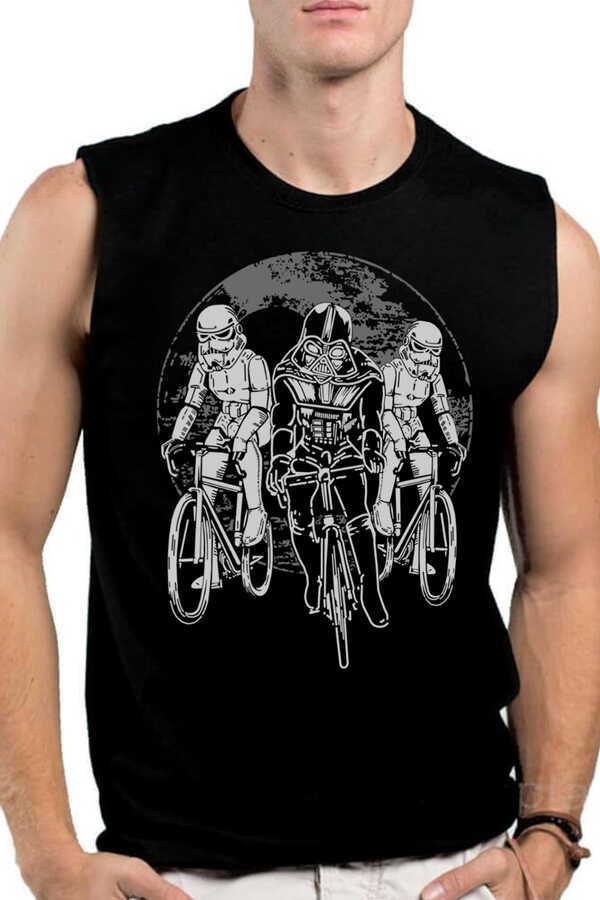 Yıldız Bisikletçiler Siyah Kesik Kol | Kolsuz Erkek T-shirt | Atlet