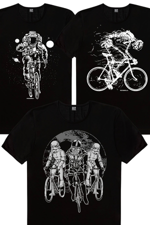 Rock & Roll - Yıldız Bisikletçileri, Daha Hızlı, Bisikletli Astronot Erkek 3'lü Eko Paket T-shirt