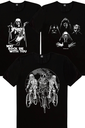 Yıldız Bisikletçileri, Rocker Darth Vader, Dört Kafa Yıldız Savaşları Erkek 3'lü Eko Paket T-shirt - Thumbnail