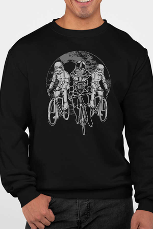 Yıldız Bisikletcileri Siyah Bisiklet Yaka Kalın Erkek Sweatshirt - Thumbnail