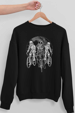 Yıldız Bisikletcileri Siyah Bisiklet Yaka Kalın Erkek Sweatshirt - Thumbnail