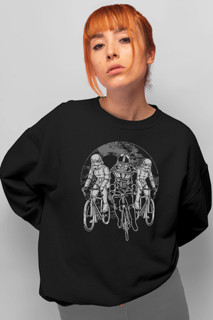  - Yıldız Bisikletçileri Siyah Bisiklet Yaka Kalın Kadın Oversize Sweatshirt