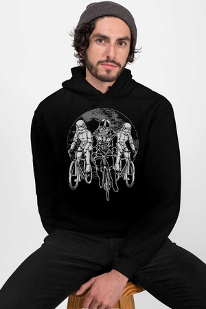  - Yıldız Bisikletcileri Siyah Kapüşonlu Erkek Sweatshirt