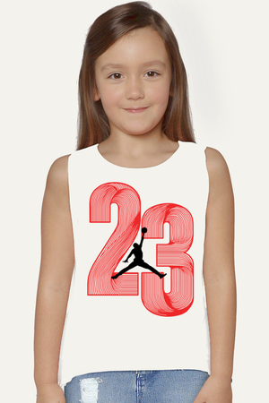 Yirmi Üç Beyaz Kesik Kol | Kolsuz Çocuk T-shirt | Atlet - Thumbnail
