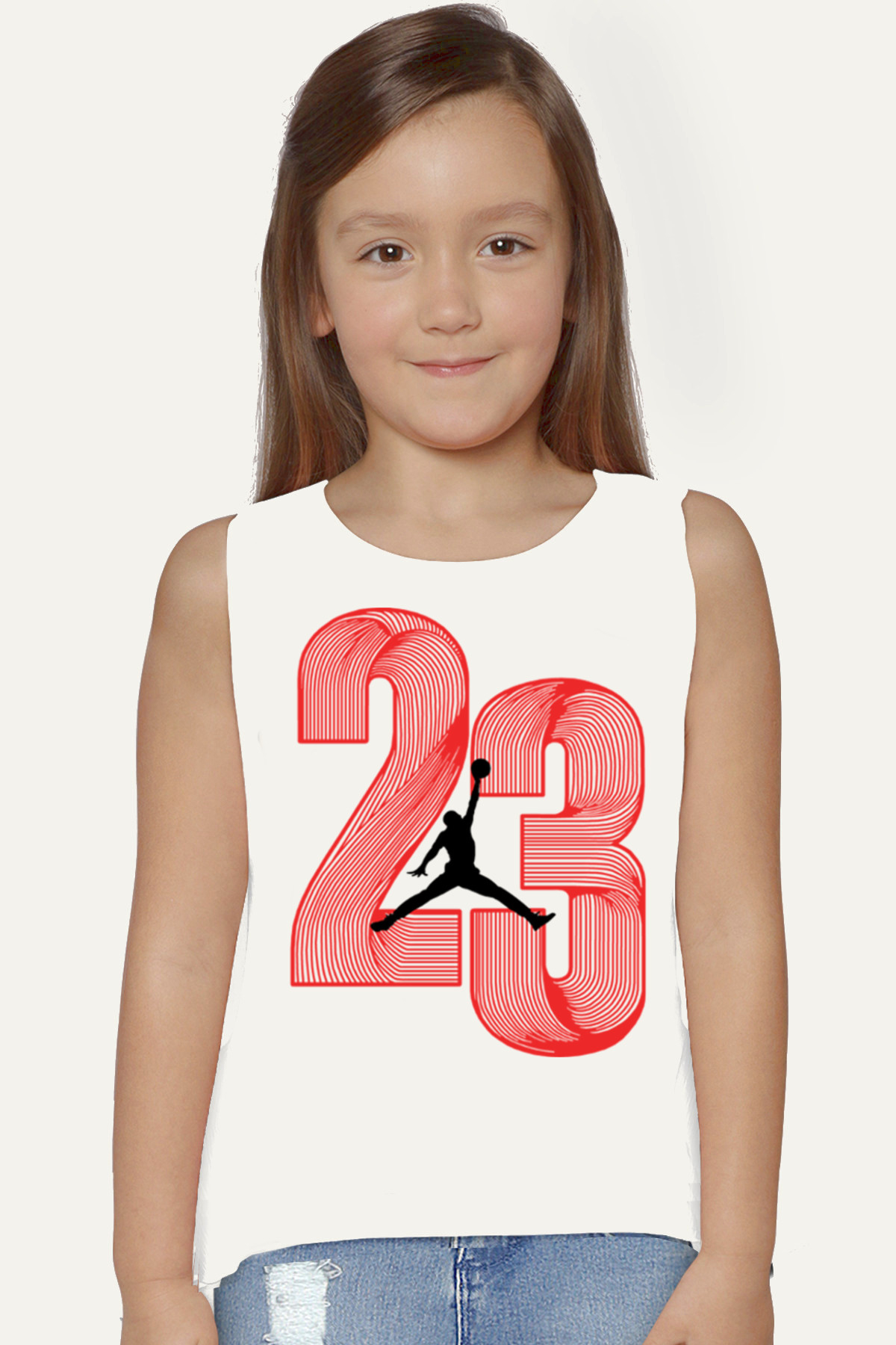 Yirmi Üç Beyaz Kesik Kol | Kolsuz Çocuk T-shirt | Atlet