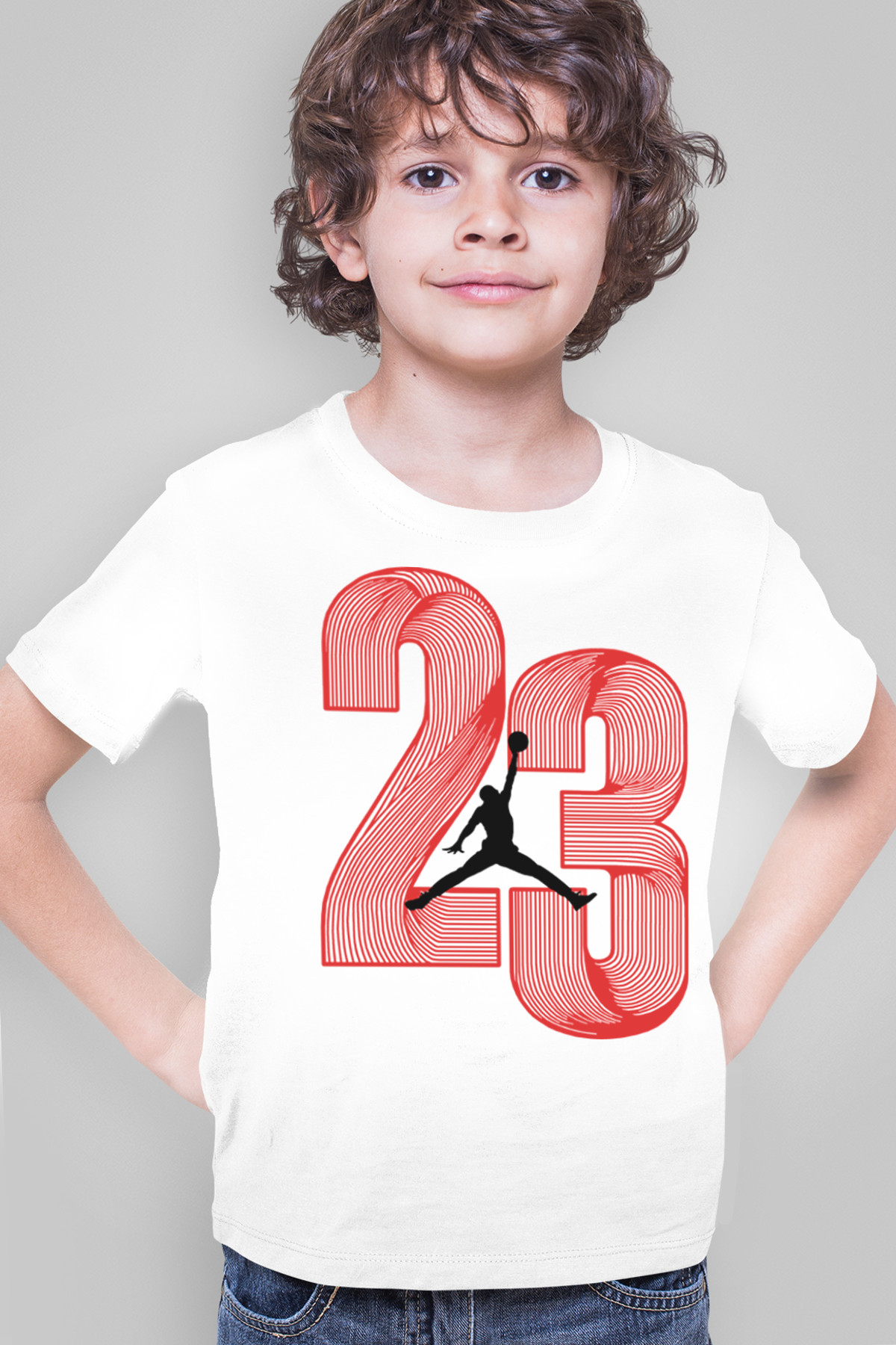 Yirmi Üç Beyaz Kısa Kollu Çocuk T-shirt