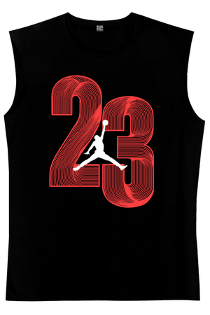 Yirmi Üç Siyah Kesik Kol | Kolsuz Erkek T-shirt | Atlet - Thumbnail