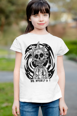 Zombi Rik Beyaz Kısa Kollu Çocuk T-shirt - Thumbnail